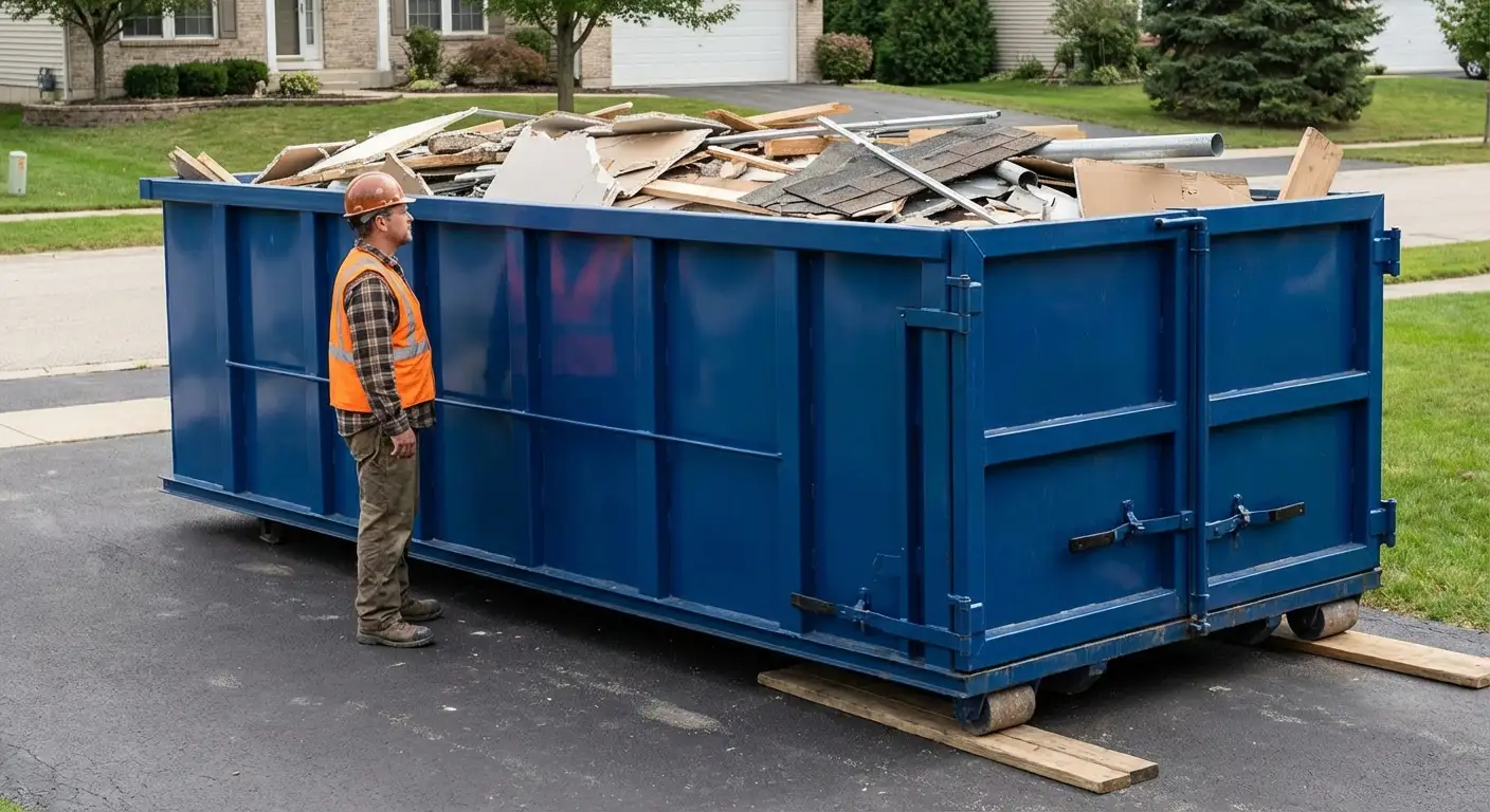 Dumpster loaded correctly to avoid overage fees in Los Angeles, CA