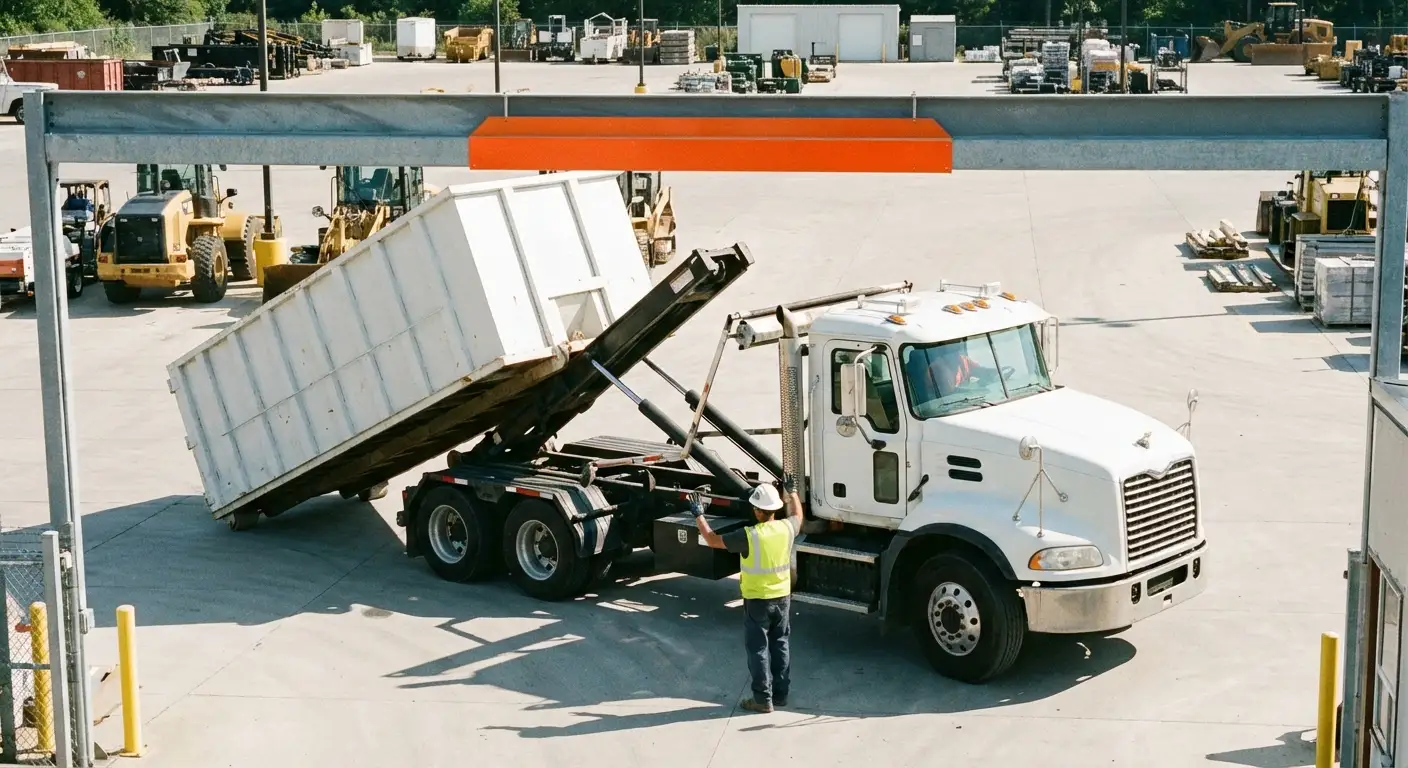 Commercial dumpster delivery truck specifications and clearance requirements in Los Angeles, CA